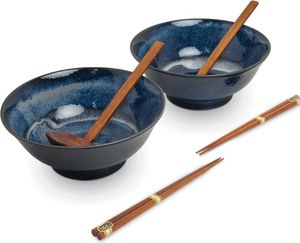 [ IZAYOI ] Set je 2x Ramen Schüssel / Schale Ø22cm | H8,5cm , Essstäbchen und Ramenlöffel