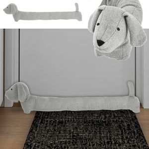 Zugluftstopper Hund hellgrau 85x20x10cm Polyester Luftzugstopper Türstopper Zugluftrolle Windstopper