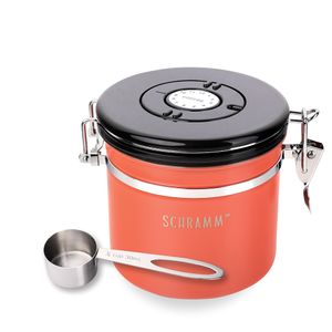 Schramm® Kaffeedose 1200 ml in 10 Farben mit Dosierlöffel Höhe: 12cm Kaffeedosen Kaffeebehälter aus Edelstahl , Farbe:orange