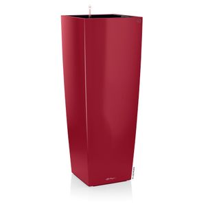 LECHUZA-Pflanzgefäß CUBICO Alto Premium 40 Scarlet Rot Hochglanz | Pflanzgefäß mit Bewässerungssystem, Wasserstandsanzeiger und Pflanzeinsatz | Hochglanz-Oberfläche | 39,5 x 39,5 x 105 cm | 18249