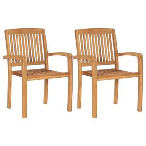 vidaXL Záhradné jedálenské stoličky 2 ks Stohovateľné teakové masívne drevo