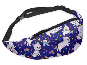 Modische Gürteltasche Sporttasche Bauchtasche mit Reissverschluss Hüfttasche Unicorn Katze