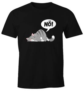 Herren T-Shirt Nö! Nein Katze pupsen furzen kein Bock Motivation Fun-Shirt Spruch lustig Moonworks® schwarz 3XL