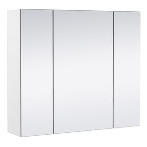 Yaheetech Badezimmerschrank mit 3 Spielgeltüren Aufbewahrungsschrank Spiegelschrank Wandschrank Medizinschrank Hängeschrank für Badezimmer 71 × 15 × 61 cm Weiß