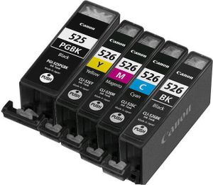 Canon Original CLI-526 + PGI-525 Druckerpatronen 5er-Multipack - BK/C/M/Y/BK 4x9ml / 1x19ml