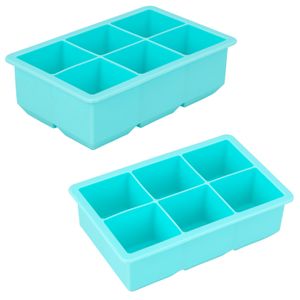 bremermann XXL 6-dielna silikónová forma na kocky ľadu, sada 2 kusov // 2 kusy na 6 XXL kociek ľadu, každá cca 4 x 4,5 cm // Výrobník ľadu