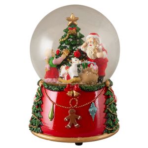 Schneekugel mit Spieluhr 14cm Weihnachtsmann mit Baum