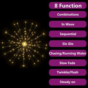 HOMMIE Lichterketten Feuerwerk 2 Stk. Warmweiß 50 cm 280 LEDs Outdoor
