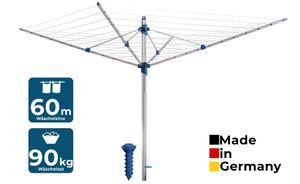 Blome Wäschespinne Idea 60 Meter blau Eindrehhülse Schutzhülle