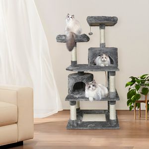 Kratzbaum Stabiler Katzenbaum Katzenkratzbaum Katzenmöbel, Kletterbaum mit Kratzsisal für große Katzen im Innenbereich 60x48x145cm