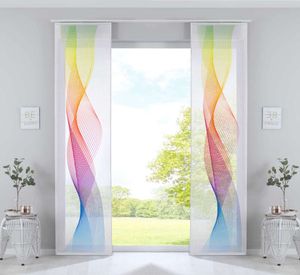 2er Set Schiebegardinen Flächenvorhänge »Izmir« HxB 245x60 cm Welle Bunt Voile Halbtransparent Paneelwagen Beschwerungsstange, 2022400-2