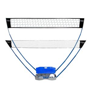 Cozytrix Tragbares 2 in1-Netz-Set für Badminton und Volleyball (Aufbewahrungsbox, Netz, Schläger, Federbälle, Ball mit Pumpe)