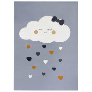 Kinderteppich Kurzflor Lovely Sky Wolke Grau, Größe:120x170 cm