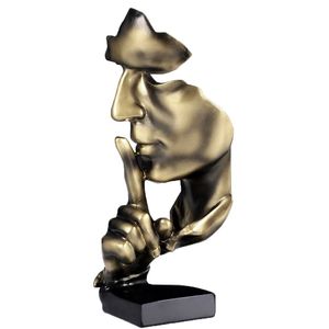 Skulptur Moderne Minimalistische Abstrakte Skulptur Silence is Gold Denker-Statue 28cm