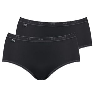 Sloggi Basic+ Midi dámské kalhotky 2-Pack Premium Comfort, německé velikosti:42, Sloggi Barvy:Black 0004