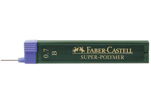 Náplň Faber-Castell 120701 SUPER POLYMER - 0,7 mm, B, čierna, 12 náplní