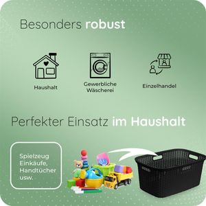 Novaliv Sparset 6x Rattan Wäschekorb mit 4 Griffen 40L Schwarz, Wäschebox Set Wäscheeimer Wäschebehälter für Bad Wäsche Schmutzwäsche, Wäschekörbe Haushalt Zubehör Wäschetonne Sammler