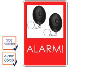 2er-Set Mini Taschenalarm Überfallalarm Notruf Personen-Alarm 85dB SOS