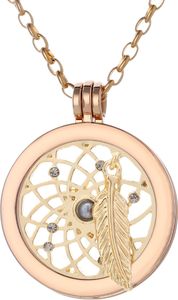Morella Damen Halskette gold 70 cm Edelstahl mit Amulett und Coin 33 mm Traumfänger gold in Schmuckbeutel