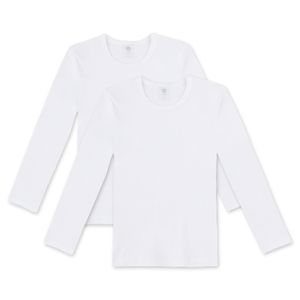 Sanetta Kinder Unterhemd 2er Pack - Longsleeve, Shirt, Cotton, unisex, einfarbig Weiß 140 (8-9 Years)