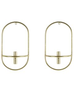 BELIANI Wandkerzenhalter 2er Set Gold Metall Oval Modern Industrie Design Wanddeko für Stabkerzen Spitzkerzen Wohnzimmer Schlafzimmer Esszimmer Flur