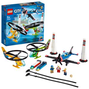 LEGO 60260 City Air Race, Spielzeug für Kinder ab 5 Jahre mit Flugzeug, 2 Hubschraubern und 3 Minifiguren
