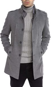 Redbridge Herren Kurzmantel elegant trendig lange Jacke Slim-Fit M6083, Grösse:S, Farbe:Grau