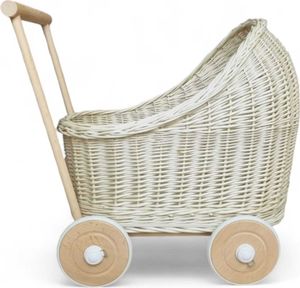 WikliBOX - Proutěný kočárek pro panenky ecru - dřevo45x30xV48 cm WikliBOX - Proutěný kočárek pro panenky ecru - dřevo45x30xV48 cm