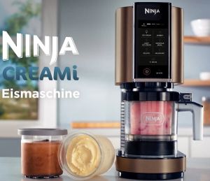 Ninja CREAMi NC300EUCP kupfer Eismaschine 473ml frozen Dessert 3 Behälter mit Deckel, 7 Prog. Eiscreme Gelato Sorbet Smoothie Bowl Milchshakes uvm.