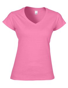 Gildan Damen T-Shirt Softstyle® V-Neck 64V00L Rosa Azalea L