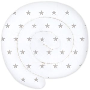 XXL 200 cm Bettschlange Bettkissen Stillkissen Bettrolle Zierkissen Bettumrandung Schlange Handmade 100% Baumwolle graue Sterne auf Weiß