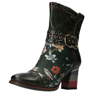 Laura Vita Damen Stiefelette Boot Cowboy Western Style Blumen modisch Geceko 20, Größe:39 EU, Farbe:Schwarz