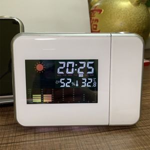 LED Digitaler Projektionswecker Wetterthermometer Monitor,Farbe: Weiß,Größe:16*12*6cm