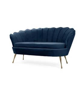 Bettso Elegant klassisch Muschelsofa Schalensofa Sofa Shell Muschel Couch auf Metallbeinen für Wohnzimmer Blau Marineblau Dunkelblau
