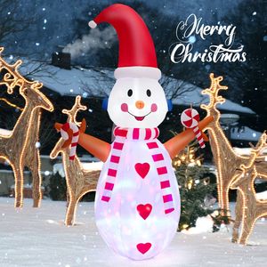 GOPLUS 240cm Schneemann mit Eingebaute LED Leuchten & Gebläse, Weihnachtsdekoration, Aufblasbar Weihnachtsdeko, für Gartenparty Dekoration
