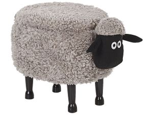 Hocker für Kinder Holz Polyester Grau Schaf-Form Felloptik mit Stauraum Kinderzimmer