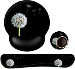 3-in-1 Handgelenkauflage Set Mauspad mit Gelkissen und Handballenauflage Schwarz
