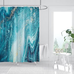 YULUOSHA Duschvorhang Ozeanblauer Marmor wasserdicht Duschvorhang Shower Curtain 200 x 200 cm MIT 12 HAKEN