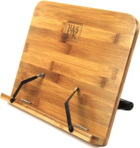 H&S Bambus Holz Buchständer - Faltbarer und Tragbarer Buchhalter & Leseständer - Verstellbarere Buchstütze auch für Kinder als Zubehör in der Schule oder als Notenständer Tisch