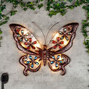 HI Garten-Wandleuchte LED Solar Juwelen-Schmetterling