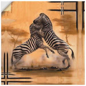 ARTland Wandbild, selbstklebend Zebra-Kampf Größe: 70x70 cm