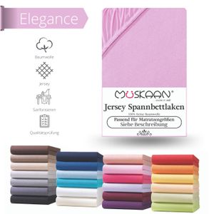 Müskaan - Jersey Spannbettlaken 90x200 cm - 100x200 cm Spannbetttuch Laken, Farbe:rosa