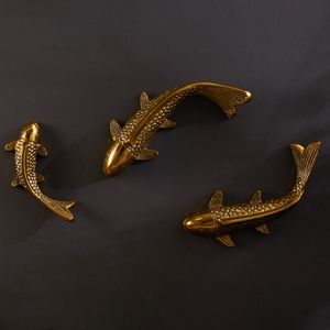 Feng Shui Wanddeko 3er Set Fische KOI 25cm antik gold maritimes Design