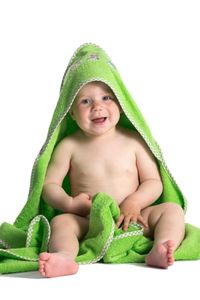 Baby-Kapuzenbadetuch, Baumwolle, 100x100, grün