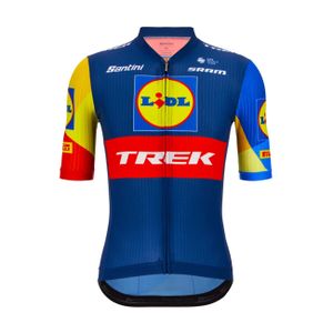 SANTINI Kurzarm Fahrradtrikot - LIDL TREK 2024 TEAM ORIGINAL - Rot/Gelb/Blau XL