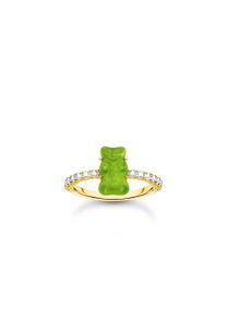 Thomas Sabo TR2459-414-6-54 Goldener Ring mit grünem Goldbären Damen