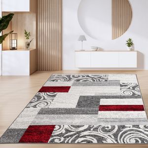 Teppich Wohnzimmer Kurzflor Marokkanische Kreis Und Bordüren Muster Modern Grösse 240x340 cm