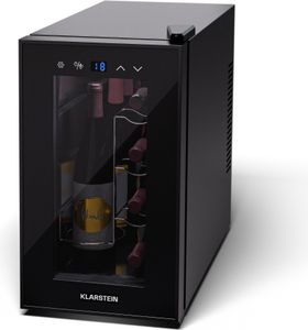 Klarstein chladnička na víno, 1-zónová chladnička na nápoje s presklenými dverami, tichá vnútorná/vonkajšia chladnička, malá chladnička na fľaše, 21 l, vinotéka na nápoje, chladnička na víno pre 8 fliaš