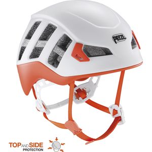 Petzl Meteor Leichter Helm mit erweitertem Kopfschutz zum Klettern, Bergsteigen und Skitourengehen, Farbe:Rot, Größe:Gr. M/L