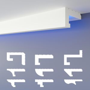 HEXIMO LED-Schattenfugenprofil Stuckleisten, indirekte Beleuchtung XPS-Styropor-Trockenbau-Deckenschattenfugenprofil Trockenbau-Schattenfuge (1,7 Meter HLED 11)